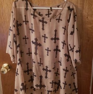 Sheer Nude Cross Blouse
